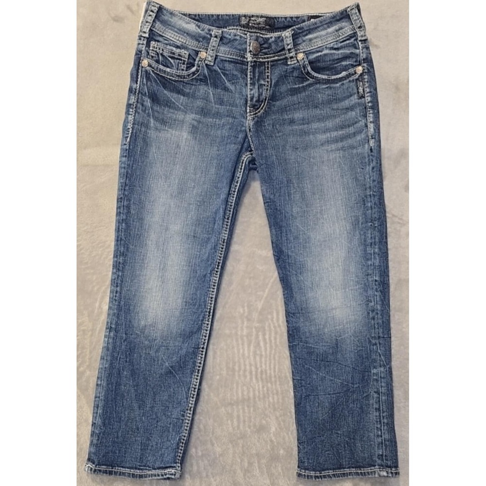 Silver Jeans Women's High-Rise Cropped Jeans - Medium Blue Wash